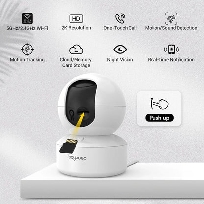 BoyKeep Smart Camera 2K Security Protection Wifi Surveillance 5G/2.4GHz Indoor Baby Night Vision 360° Pan & Tilt 2-Way Audio K30 Tech Triumph Shop
