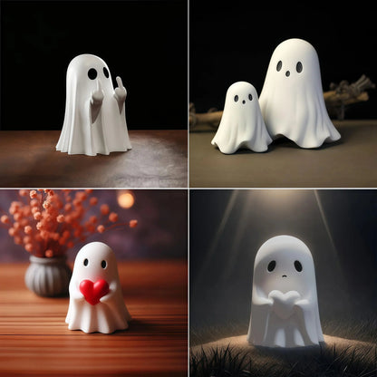 Cute Middle Finger Ghost Statue, Small Halloween Decor for Home, Centerpiece for Coffee Table, Adorable Horror Figure Tech Triumph Shop