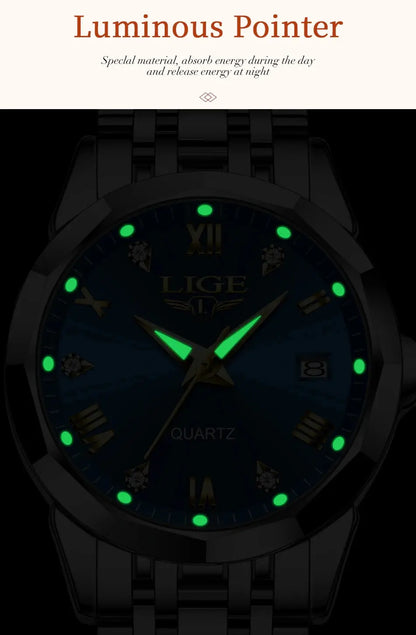 LIGE Elegant Ultrathin Nordic Simple Style Quartz Movement Women's Wristwatch Fashion Stainless Steel Bracelet Belt Woman Watch Tech Triumph Shop