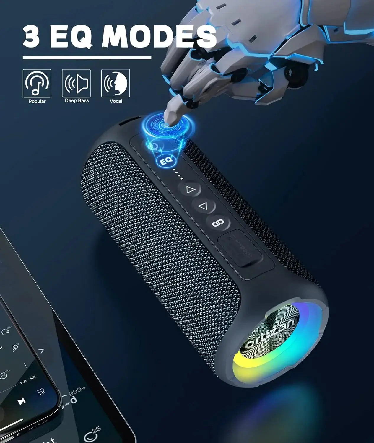 Ortizan Bluetooth Speakers 40W Enhanced Bass Portable Outdoor Wireless Speaker 30Hrs IP7 Waterproof Shower Speaker Bluetooth 5.3 - Tech Triumph Shop