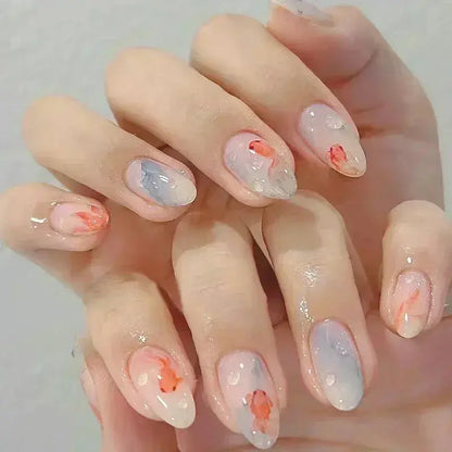24Pcs Pink Almond False Nails Butterfly Ballet with French Design Wearable Fake Nails Simple Artificial Press on Nails Tips Art Tech Triumph Shop