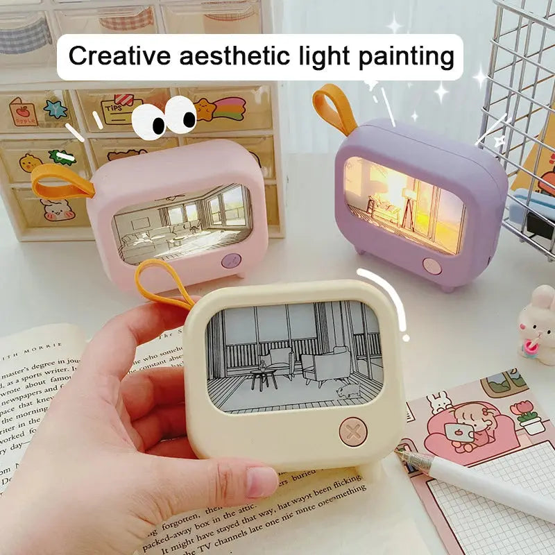 TV Painting Night Light Led Cute Child Learning Table Lamp Room Home Decoration Atmosphere Lighting Mini Desktop Birthday Gift Tech Triumph Shop