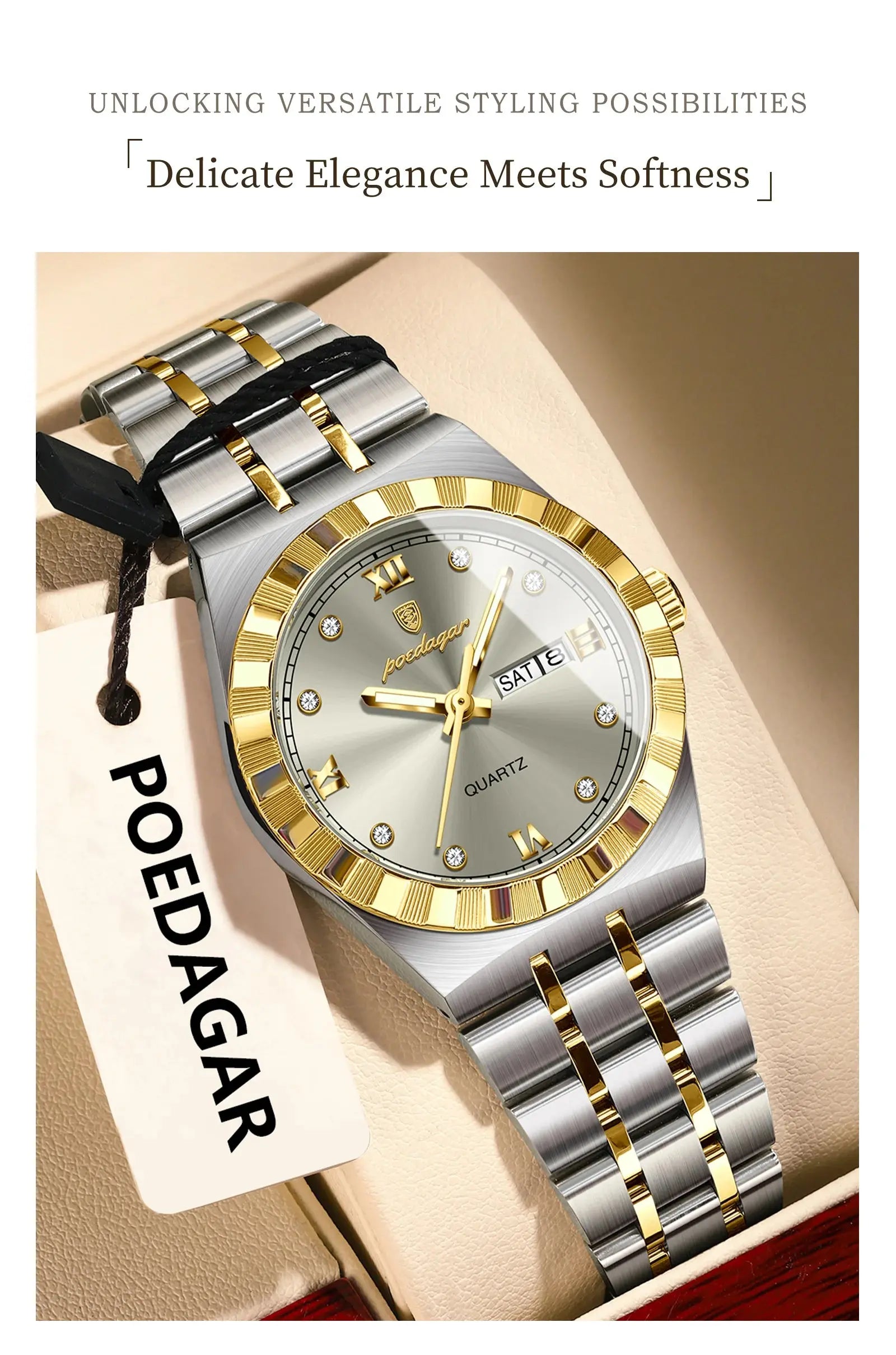 POEDAGAR Luxury Original Ladies Watch Luminous Waterproof Week Date Woman Wristwatch Stainless Steel Women Quartz Watches Female Tech Triumph Shop