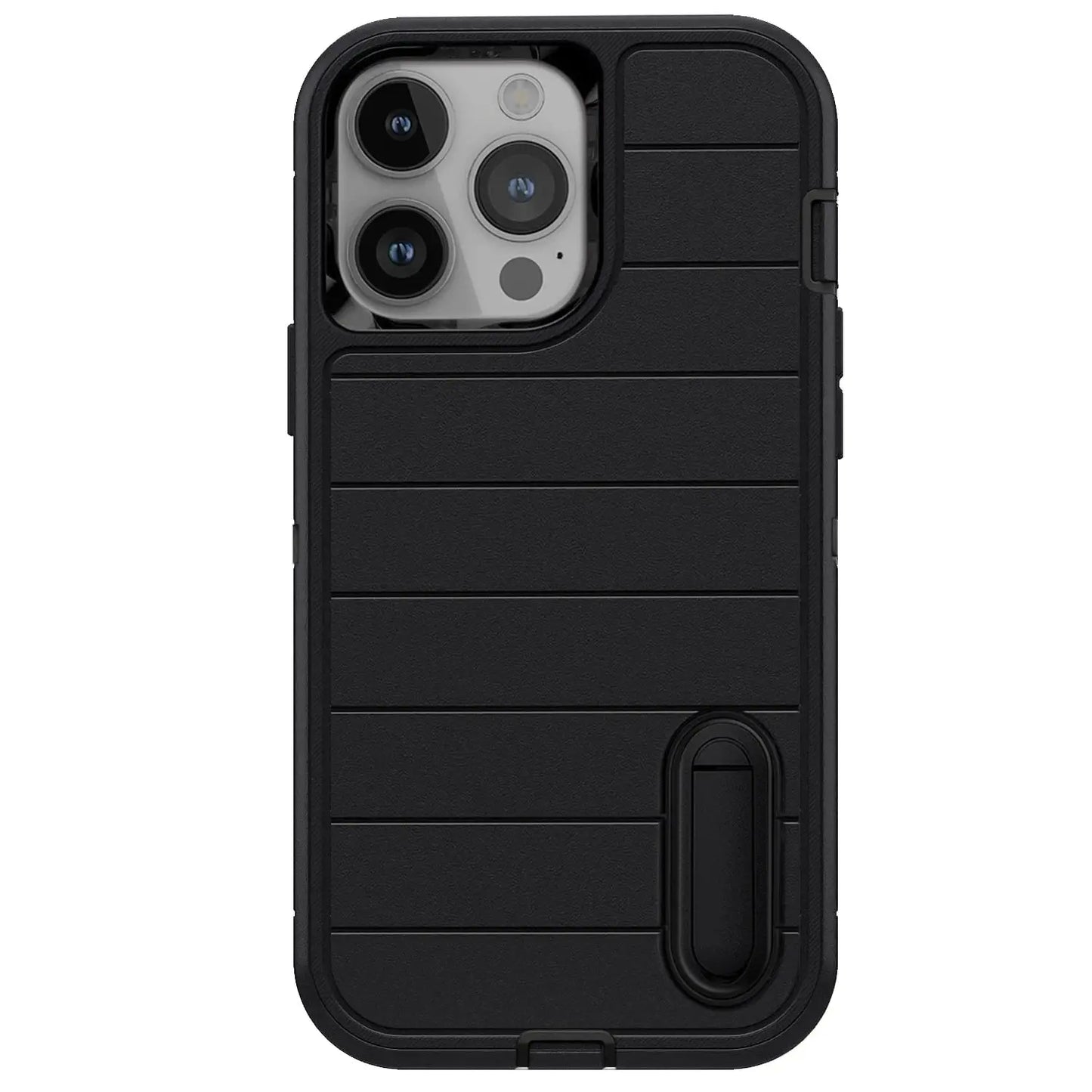 For iPhone 14/iPhone 14 Plus/iPhone 14 Pro/iPhone 14 Pro Max 5G 3-Layers Heavy Duty Protective Kickstand Phone Cover Black Case Tech Triumph Shop