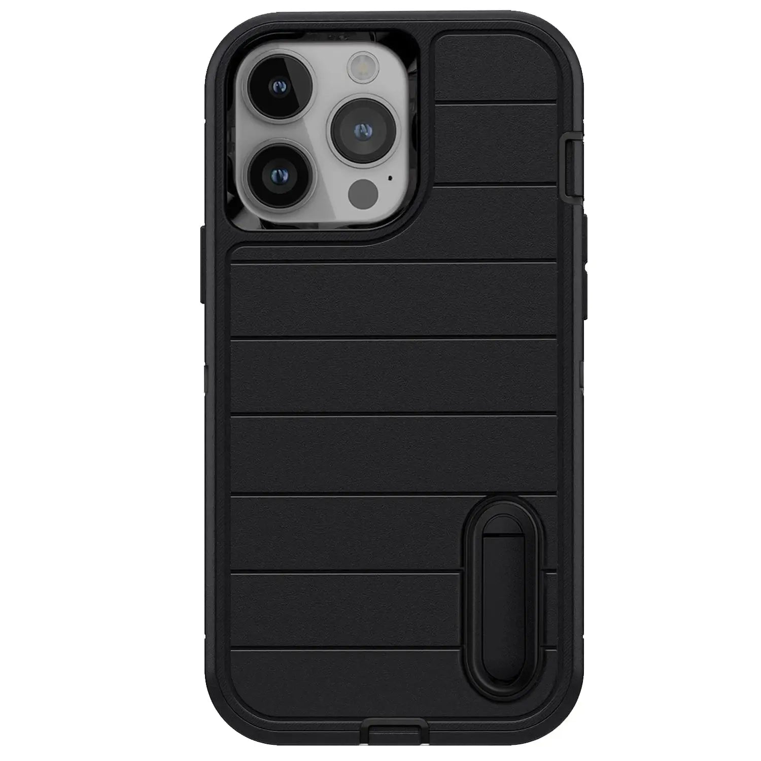 For iPhone 14/iPhone 14 Plus/iPhone 14 Pro/iPhone 14 Pro Max 5G 3-Layers Heavy Duty Protective Kickstand Phone Cover Black Case Tech Triumph Shop
