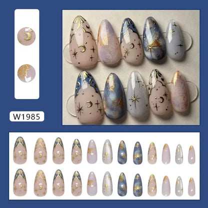 24pcs White Flower Fake Nail Tips Ins Yellow Pink Blush False Nails Wearable Full Cover European Almond Shaped Press on Nails Tech Triumph Shop