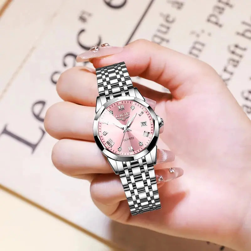 LIGE Elegant Ultrathin Nordic Simple Style Quartz Movement Women's Wristwatch Fashion Stainless Steel Bracelet Belt Woman Watch Tech Triumph Shop