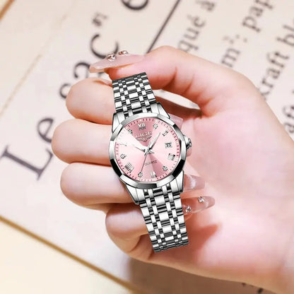 LIGE Elegant Ultrathin Nordic Simple Style Quartz Movement Women's Wristwatch Fashion Stainless Steel Bracelet Belt Woman Watch Tech Triumph Shop