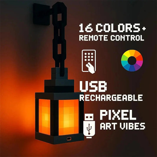 Pixel Style Night Light Portable Lantern Tabletop Ornament 16 Colors Lantern DIY Interior Decoration Festival Atmosphere Light Tech Triumph Shop