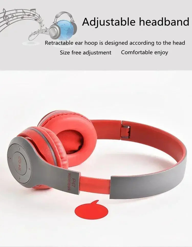 P47 Wireless bluetooth headphone With Mic Noise Cancelling Headsets Stereo Sound Earphones Sports Gaming Headphones Supports PC Tech Triumph Shop