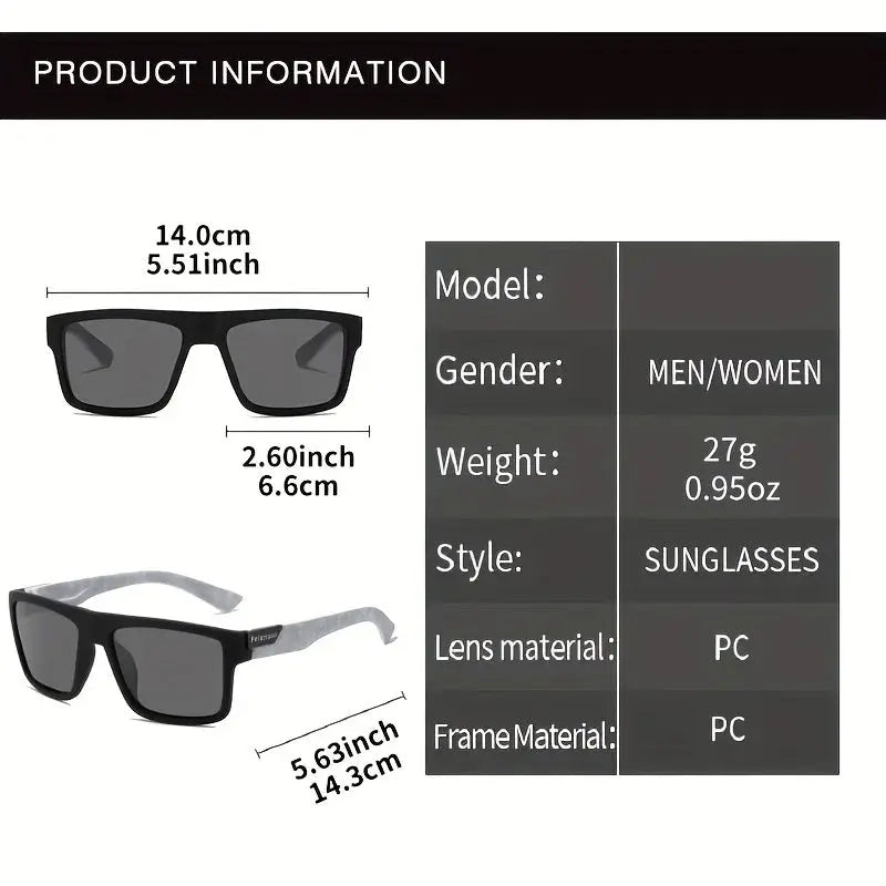 Fashion Vintage Square Polarized Sunglasses Men Women Driving Fishing Luxury Brand Designer Sun Glasses Driver's Eyewear UV400 Tech Triumph Shop