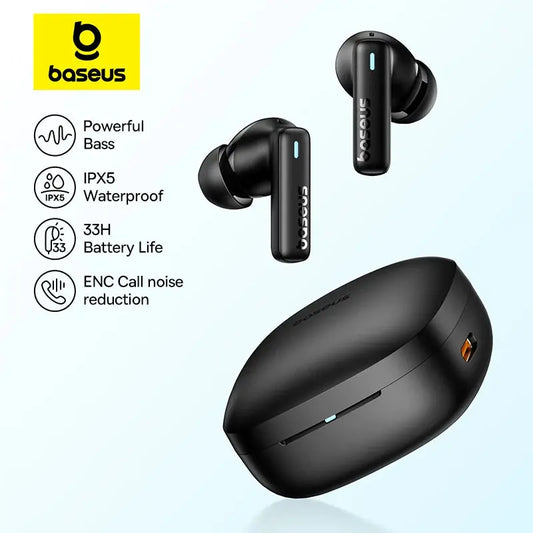 Baseus Bowie E19 Wireless Earphones Bluetooth 5.3 Big Bass 12mm Drivers IPX5 Waterproof Earbuds 33Hrs Battery Life Headphones Tech Triumph Shop
