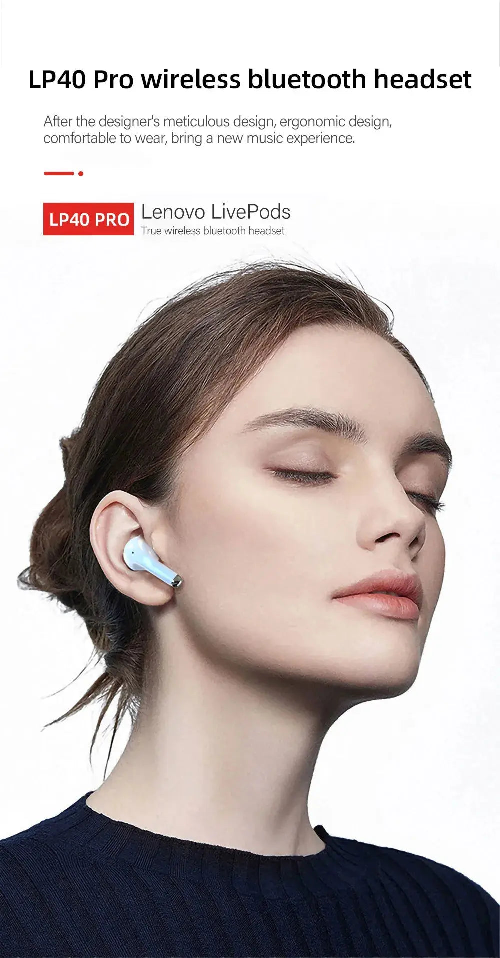 Lenovo LP40 Pro TWS Bluetooth 5.1 Quick Connect Earphones Ergonomic Design Headphones Powerful Transmission Speed Headset Tech Triumph Shop