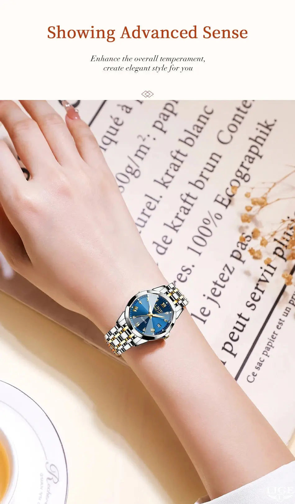 LIGE Elegant Ultrathin Nordic Simple Style Quartz Movement Women's Wristwatch Fashion Stainless Steel Bracelet Belt Woman Watch Tech Triumph Shop