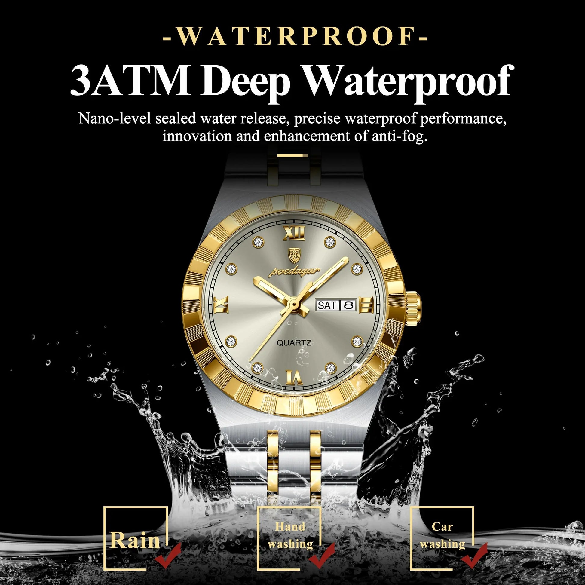 POEDAGAR Luxury Original Ladies Watch Luminous Waterproof Week Date Woman Wristwatch Stainless Steel Women Quartz Watches Female Tech Triumph Shop