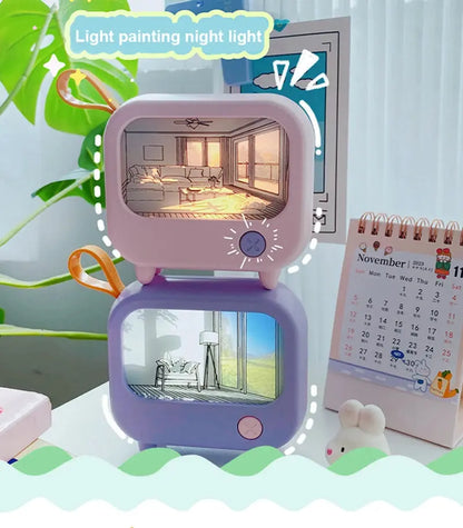 TV Painting Night Light Led Cute Child Learning Table Lamp Room Home Decoration Atmosphere Lighting Mini Desktop Birthday Gift Tech Triumph Shop