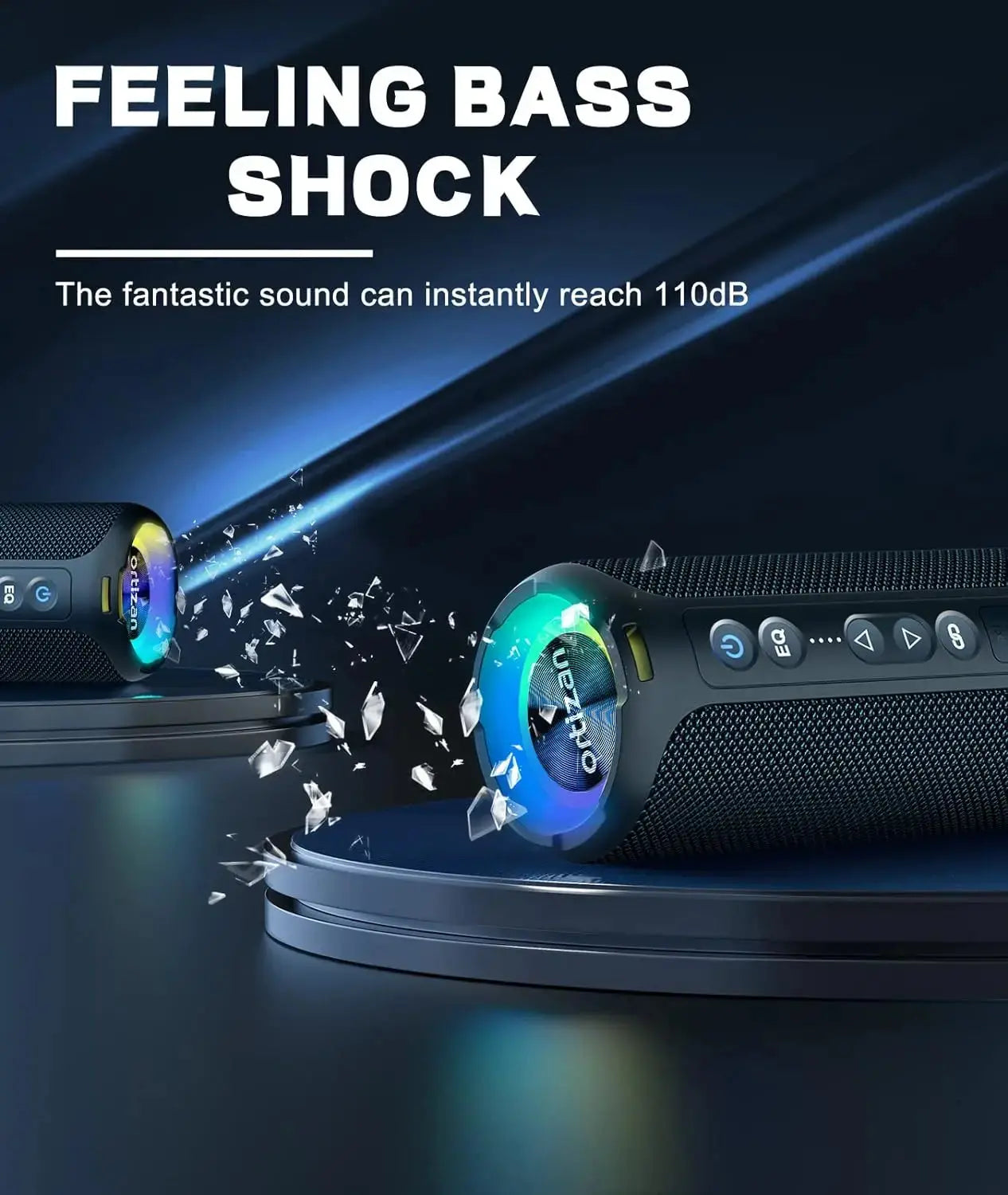 Ortizan Bluetooth Speakers 40W Enhanced Bass Portable Outdoor Wireless Speaker 30Hrs IP7 Waterproof Shower Speaker Bluetooth 5.3 - Tech Triumph Shop