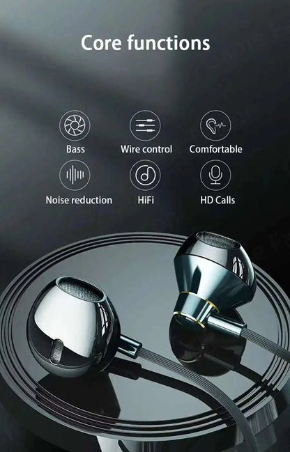 9D Bass Stereo Type C&3.5mm Headphones Volume Control Headset With HD Mic Wired Earbuds For iPhone15/16 Samsung Galaxy Earphones Tech Triumph Shop