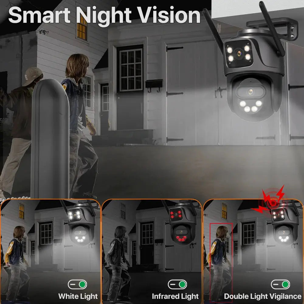 Three Screen WIFI IP Camera Outdoor 4K Dual Lens PTZ Camera Ai Human Detection IP66 Waterproof CCTV Video Security Camera iCsee Tech Triumph Shop