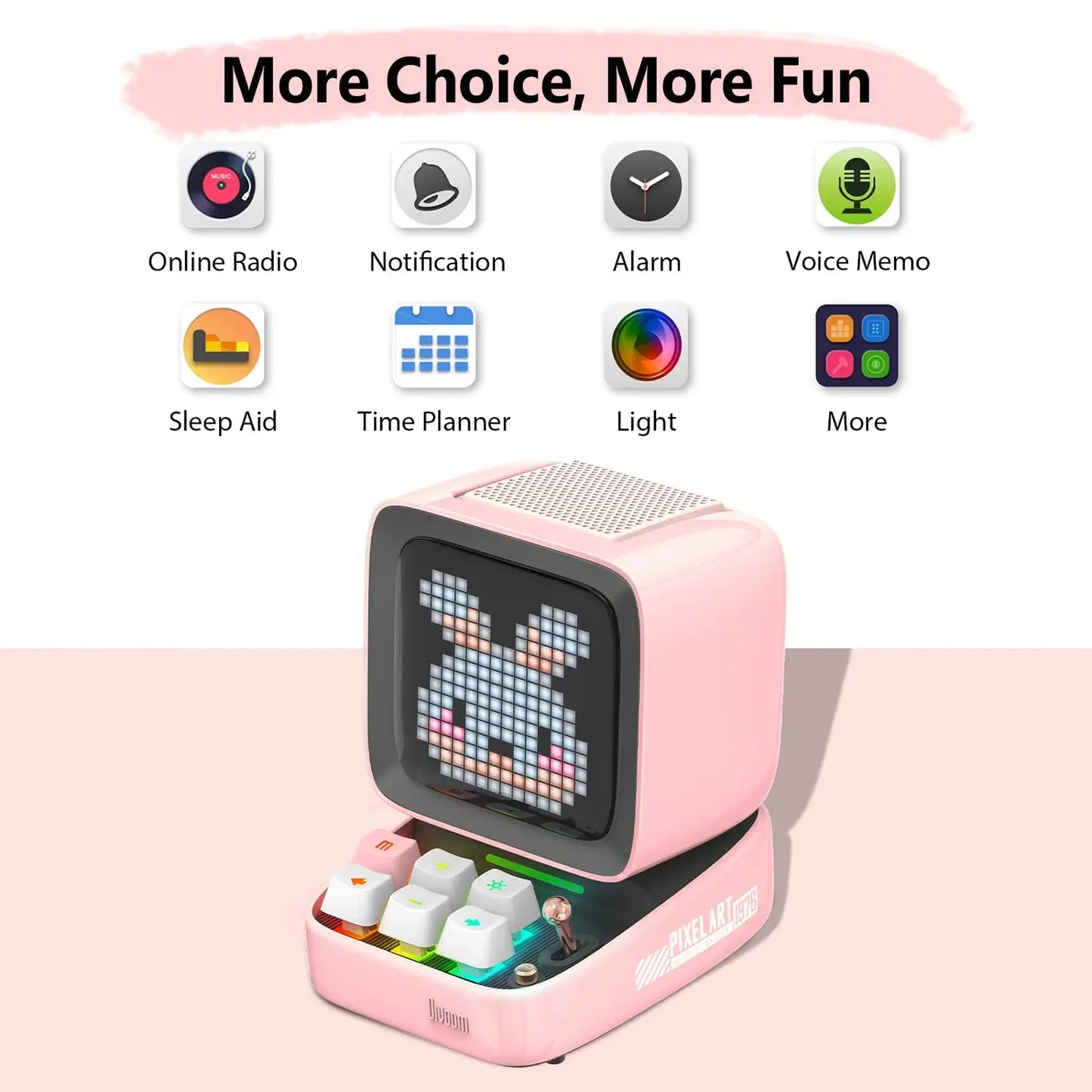 Divoom Ditoo-Pro Retro Pixel Art Bluetooth Portable Speaker Alarm Clock DIY LED Display Board, Cute Gift Home Light Decoration Tech Triumph Shop