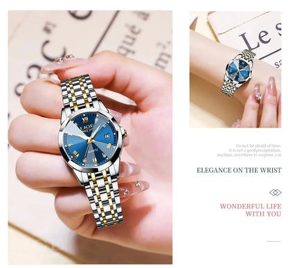 LIGE Elegant Ultrathin Nordic Simple Style Quartz Movement Women's Wristwatch Fashion Stainless Steel Bracelet Belt Woman Watch Tech Triumph Shop