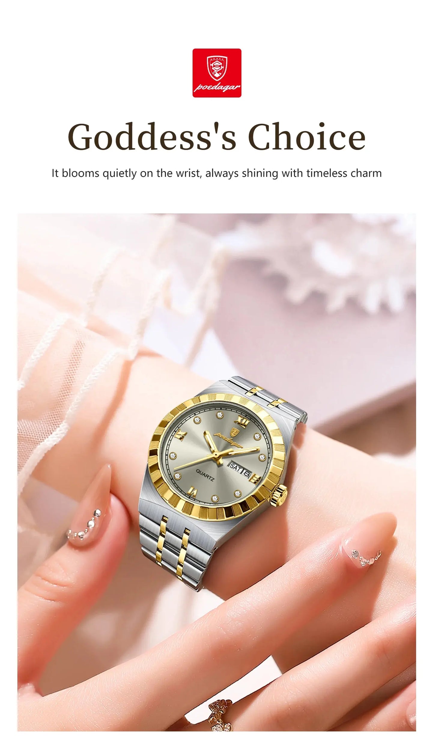POEDAGAR Luxury Original Ladies Watch Luminous Waterproof Week Date Woman Wristwatch Stainless Steel Women Quartz Watches Female Tech Triumph Shop