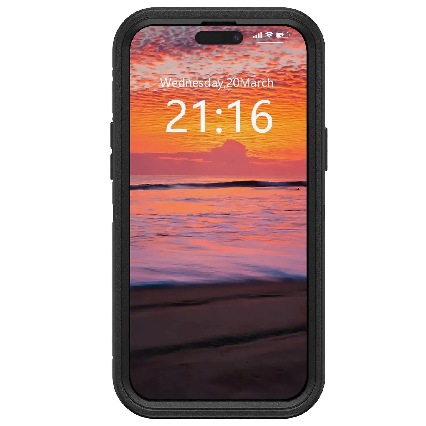 For iPhone 14/iPhone 14 Plus/iPhone 14 Pro/iPhone 14 Pro Max 5G 3-Layers Heavy Duty Protective Kickstand Phone Cover Black Case Tech Triumph Shop