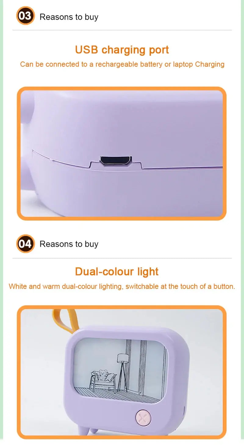 TV Painting Night Light Led Cute Child Learning Table Lamp Room Home Decoration Atmosphere Lighting Mini Desktop Birthday Gift Tech Triumph Shop