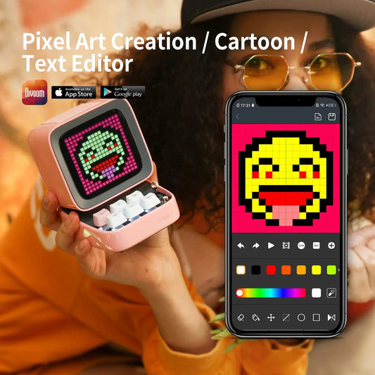 Divoom Ditoo-Pro Retro Pixel Art Bluetooth Portable Speaker Alarm Clock DIY LED Display Board, Cute Gift Home Light Decoration - Tech Triumph Shop