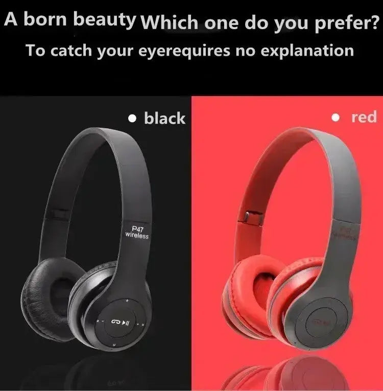 P47 Wireless bluetooth headphone With Mic Noise Cancelling Headsets Stereo Sound Earphones Sports Gaming Headphones Supports PC Tech Triumph Shop