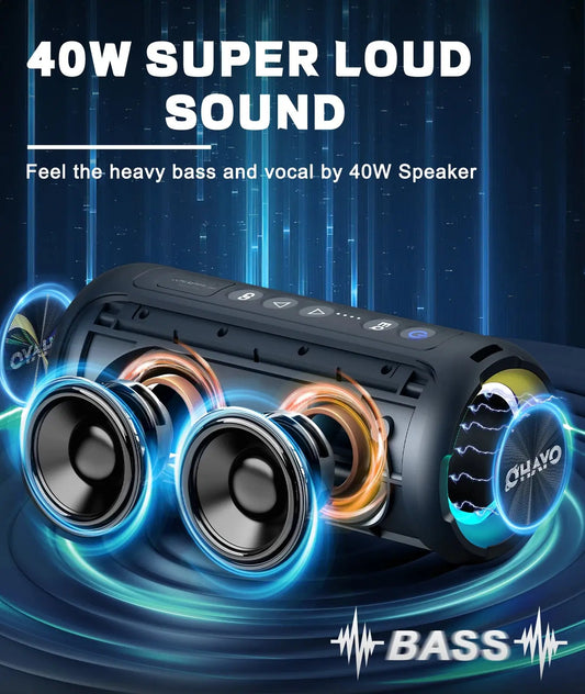 Ortizan Bluetooth Speakers 40W Enhanced Bass Portable Outdoor Wireless Speaker 30Hrs IP7 Waterproof Shower Speaker Bluetooth 5.3 - Tech Triumph Shop