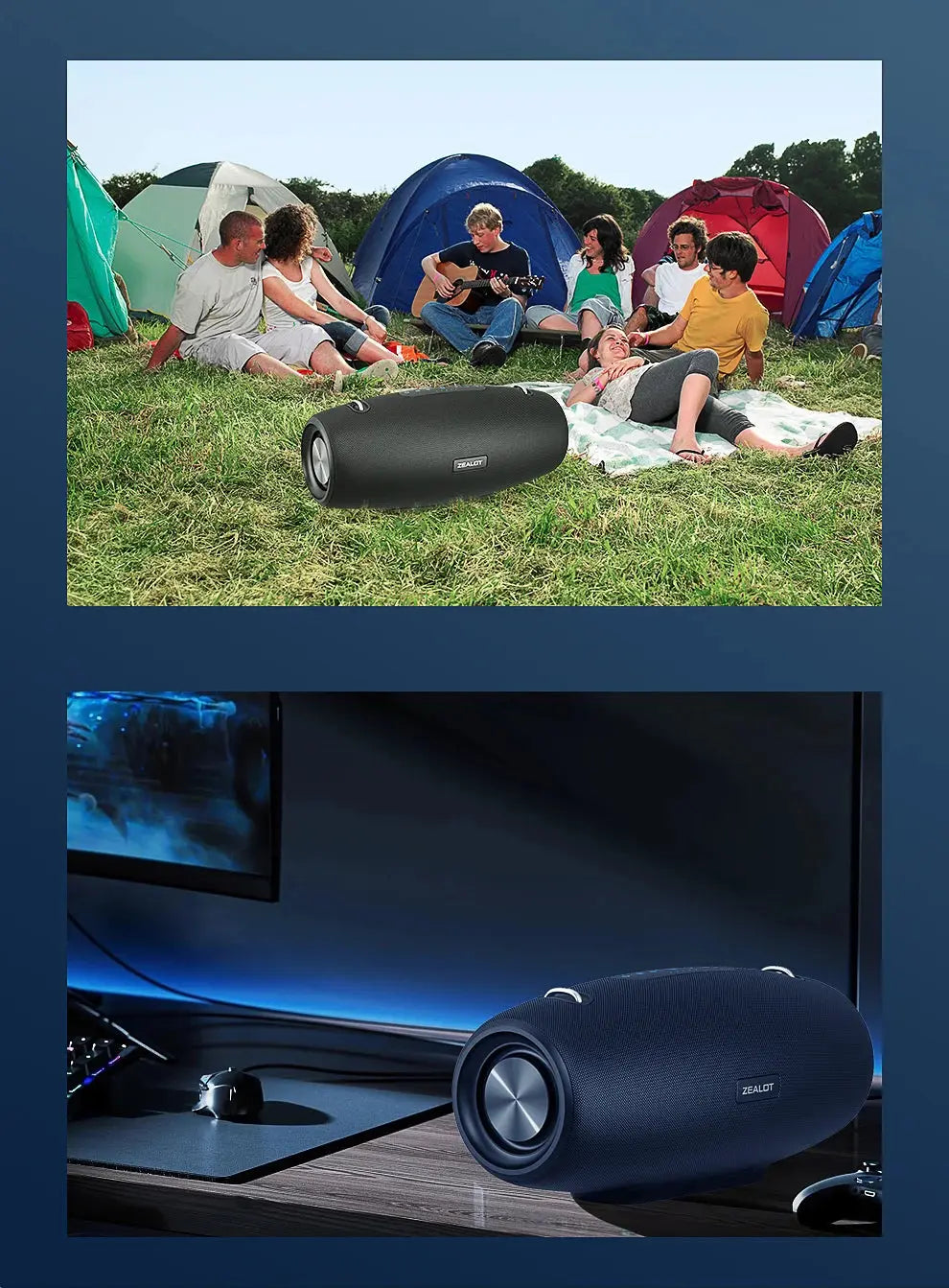 Zealot S67 Wireless Speaker WithShoulder Strap,Outdoor,Waterproof,Portable Speaker with Loud Stero and Booming Bass,40H Playtime - Tech Triumph Shop
