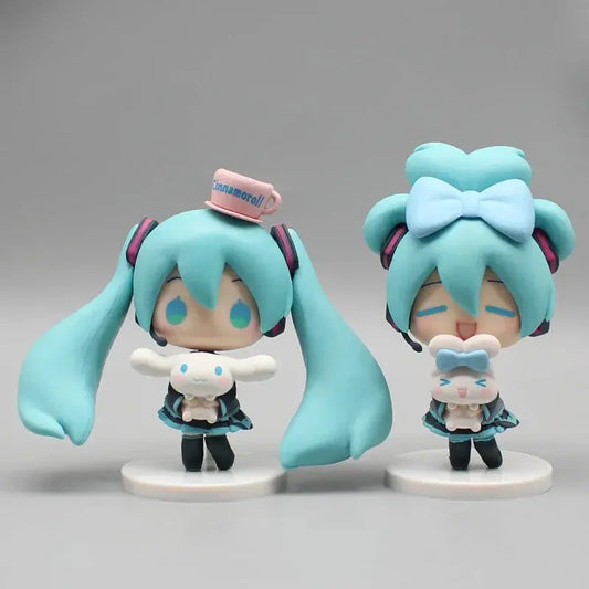 Hatsune Miku Anime Figurine Holding Cinnamoroll Bean Eyed Kawaii Tabletop Decorations Action Figures Doll Model Children ToyGift Tech Triumph Shop