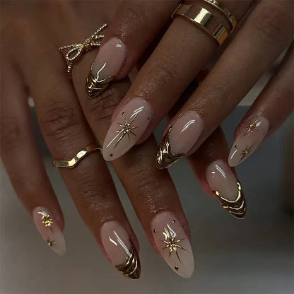 24Pcs False Nails Spicy Girl Silver Bow with Diamond Fake Nails with Glue Almond Press on Nails Black Cool Y2k Almond Nail Set Tech Triumph Shop