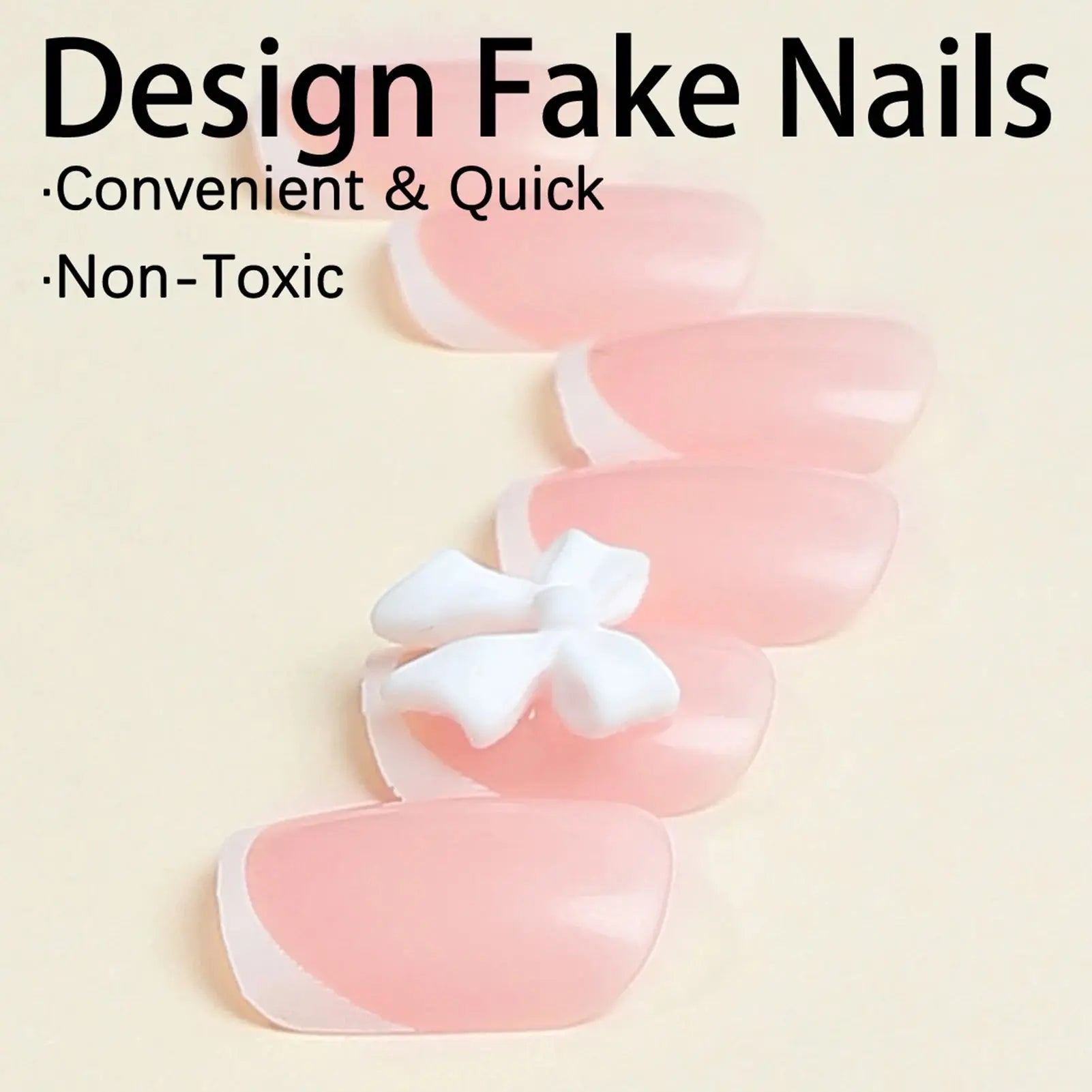 White French Press on Nails 3D Bowknot Fake Nails Tips Full Cover Wearable False Nails for Women and Girls DIY Manicure 24Pcs Tech Triumph Shop