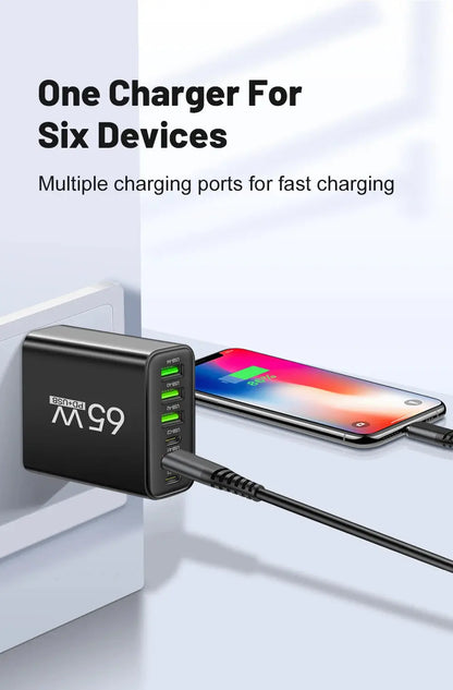 USB Charger 65W Mobile Phone Charger Fast Charging For Xiaomi Samsung Huawei P70 Travel Charger Adaptor For iPhone Quick Charger Tech Triumph Shop