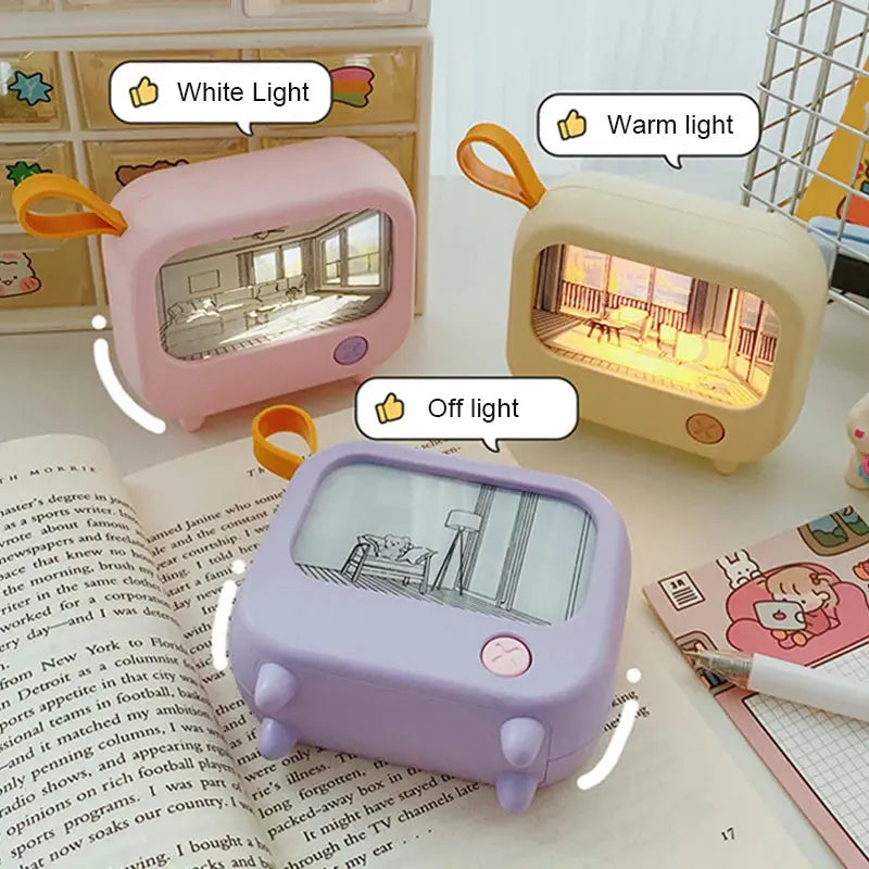TV Painting Night Light Led Cute Child Learning Table Lamp Room Home Decoration Atmosphere Lighting Mini Desktop Birthday Gift Tech Triumph Shop