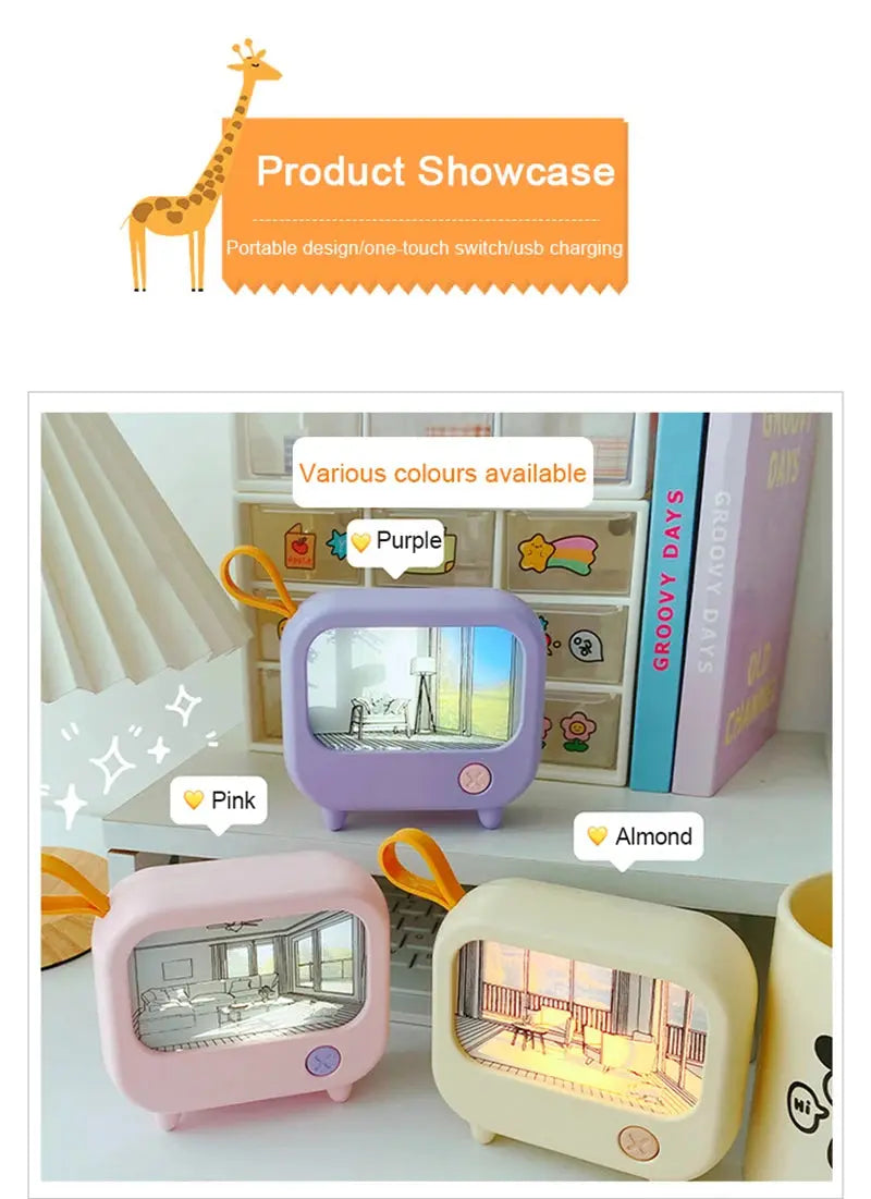 TV Painting Night Light Led Cute Child Learning Table Lamp Room Home Decoration Atmosphere Lighting Mini Desktop Birthday Gift Tech Triumph Shop
