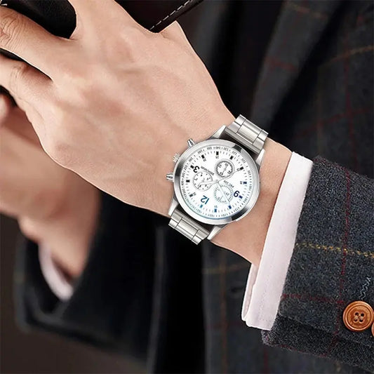 1/2PCS Men Business Watches Fashion Men's Steel Band Quartz Watch with Bracelet（Box not Included） Tech Triumph Shop