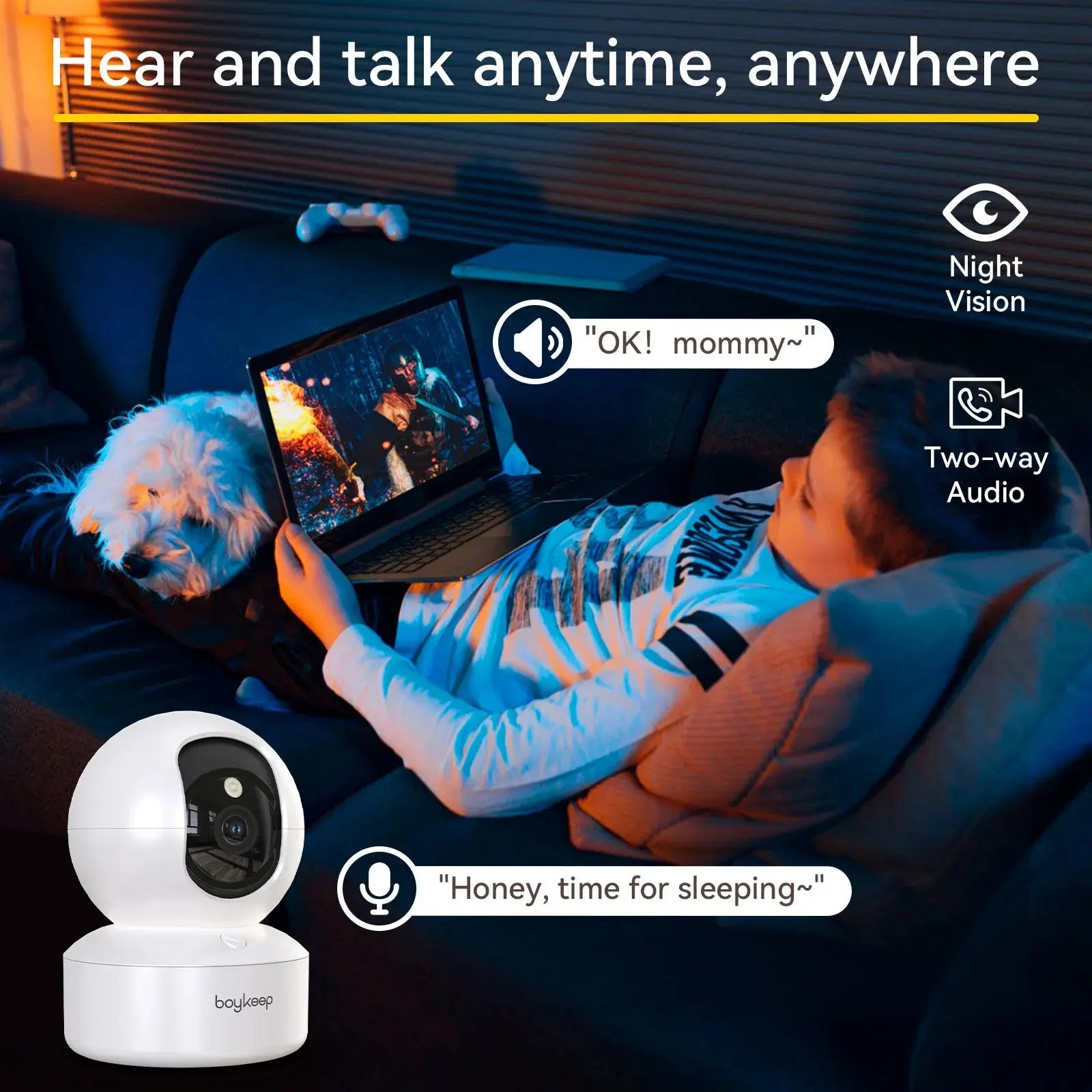 BoyKeep 3MP 5G/2.4GHz WiFi Indoor Home Security IP Smart Baby Monitor Camera Automatic Tracking 24/7 Video Surveillance Camera Tech Triumph Shop