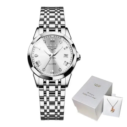LIGE Elegant Ultrathin Nordic Simple Style Quartz Movement Women's Wristwatch Fashion Stainless Steel Bracelet Belt Woman Watch Tech Triumph Shop