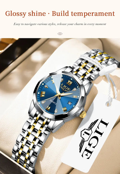 LIGE Elegant Ultrathin Nordic Simple Style Quartz Movement Women's Wristwatch Fashion Stainless Steel Bracelet Belt Woman Watch Tech Triumph Shop