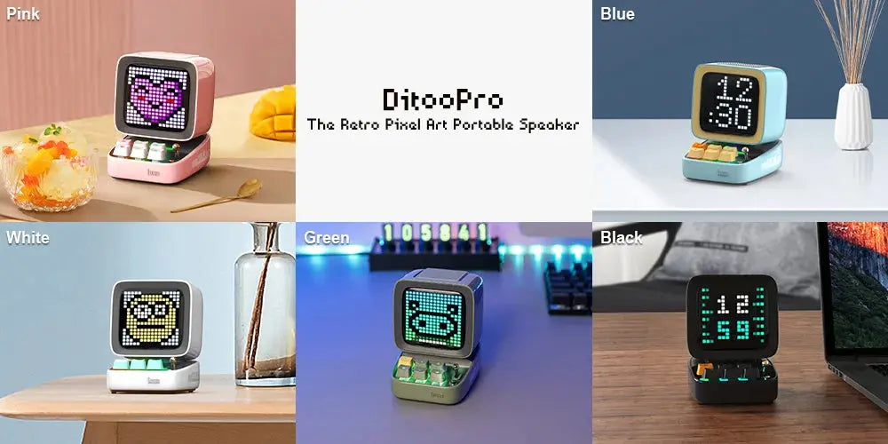 Divoom Ditoo-Pro Retro Pixel Art Bluetooth Portable Speaker Alarm Clock DIY LED Display Board, Cute Gift Home Light Decoration Tech Triumph Shop