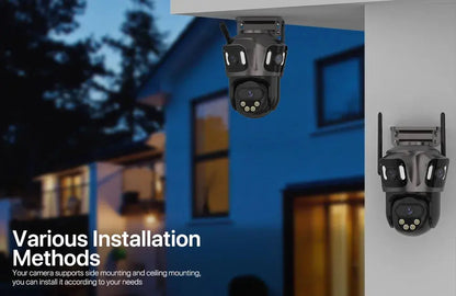 Three Screen WIFI IP Camera Outdoor 4K Dual Lens PTZ Camera Ai Human Detection IP66 Waterproof CCTV Video Security Camera iCsee Tech Triumph Shop