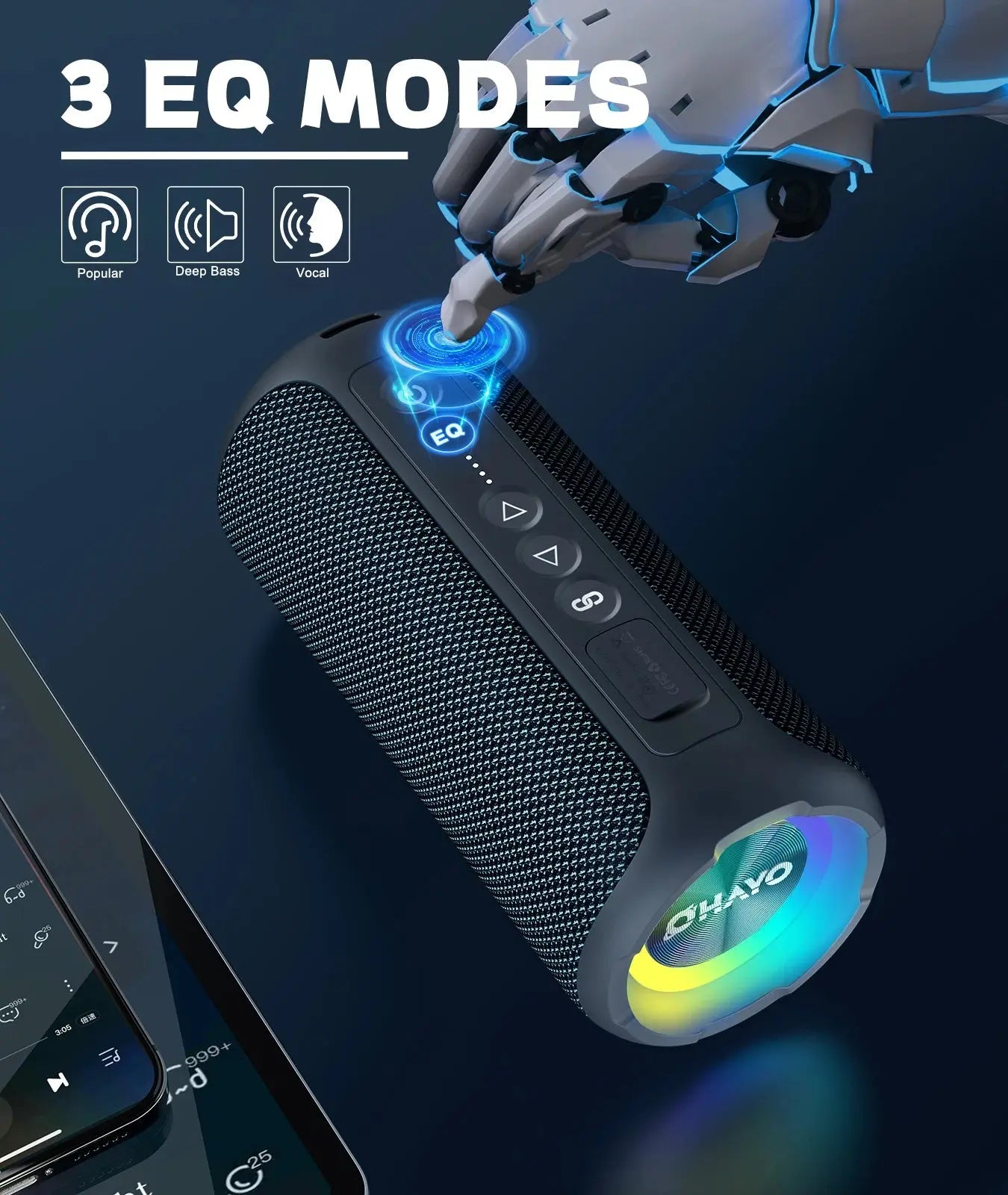 Ortizan Bluetooth Speakers 40W Enhanced Bass Portable Outdoor Wireless Speaker 30Hrs IP7 Waterproof Shower Speaker Bluetooth 5.3 - Tech Triumph Shop
