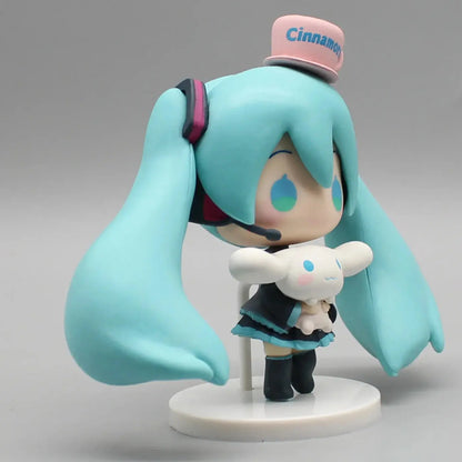 Hatsune Miku Anime Figurine Holding Cinnamoroll Bean Eyed Kawaii Tabletop Decorations Action Figures Doll Model Children ToyGift Tech Triumph Shop