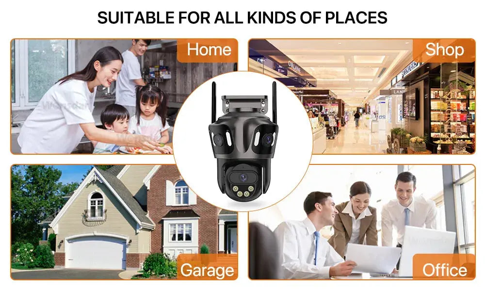 Three Screen WIFI IP Camera Outdoor 4K Dual Lens PTZ Camera Ai Human Detection IP66 Waterproof CCTV Video Security Camera iCsee Tech Triumph Shop