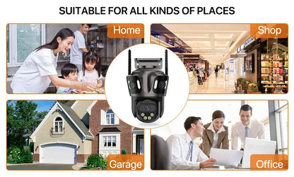 Three Screen WIFI IP Camera Outdoor 4K Dual Lens PTZ Camera Ai Human Detection IP66 Waterproof CCTV Video Security Camera iCsee Tech Triumph Shop