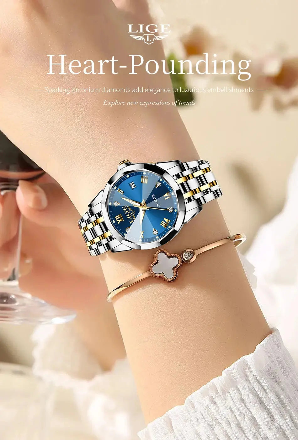 LIGE Elegant Ultrathin Nordic Simple Style Quartz Movement Women's Wristwatch Fashion Stainless Steel Bracelet Belt Woman Watch Tech Triumph Shop