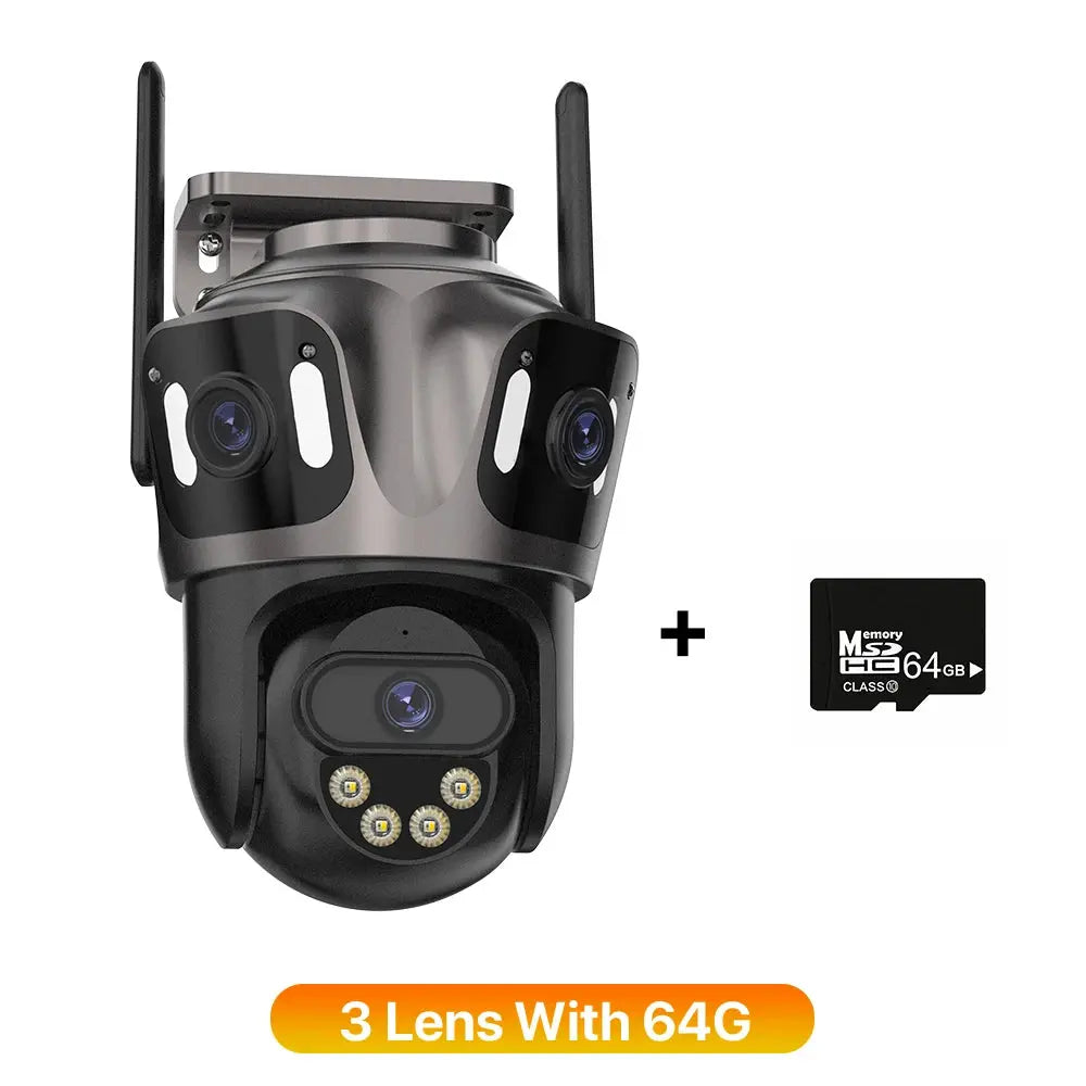 Three Screen WIFI IP Camera Outdoor 4K Dual Lens PTZ Camera Ai Human Detection IP66 Waterproof CCTV Video Security Camera iCsee Tech Triumph Shop